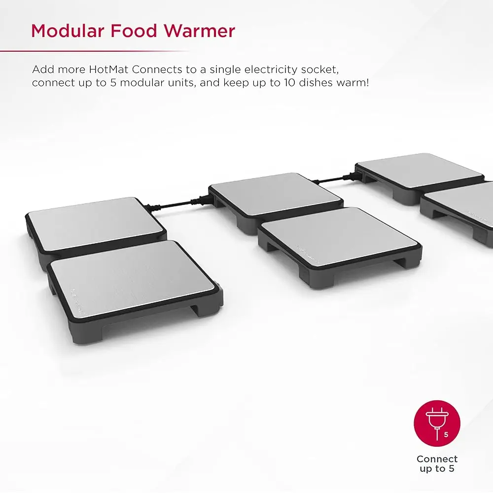 Hotmat Connect Food Warmer Tray - Foldable With Silicone And Adjustable Temperature - Modular Compact Warming Plate For Home