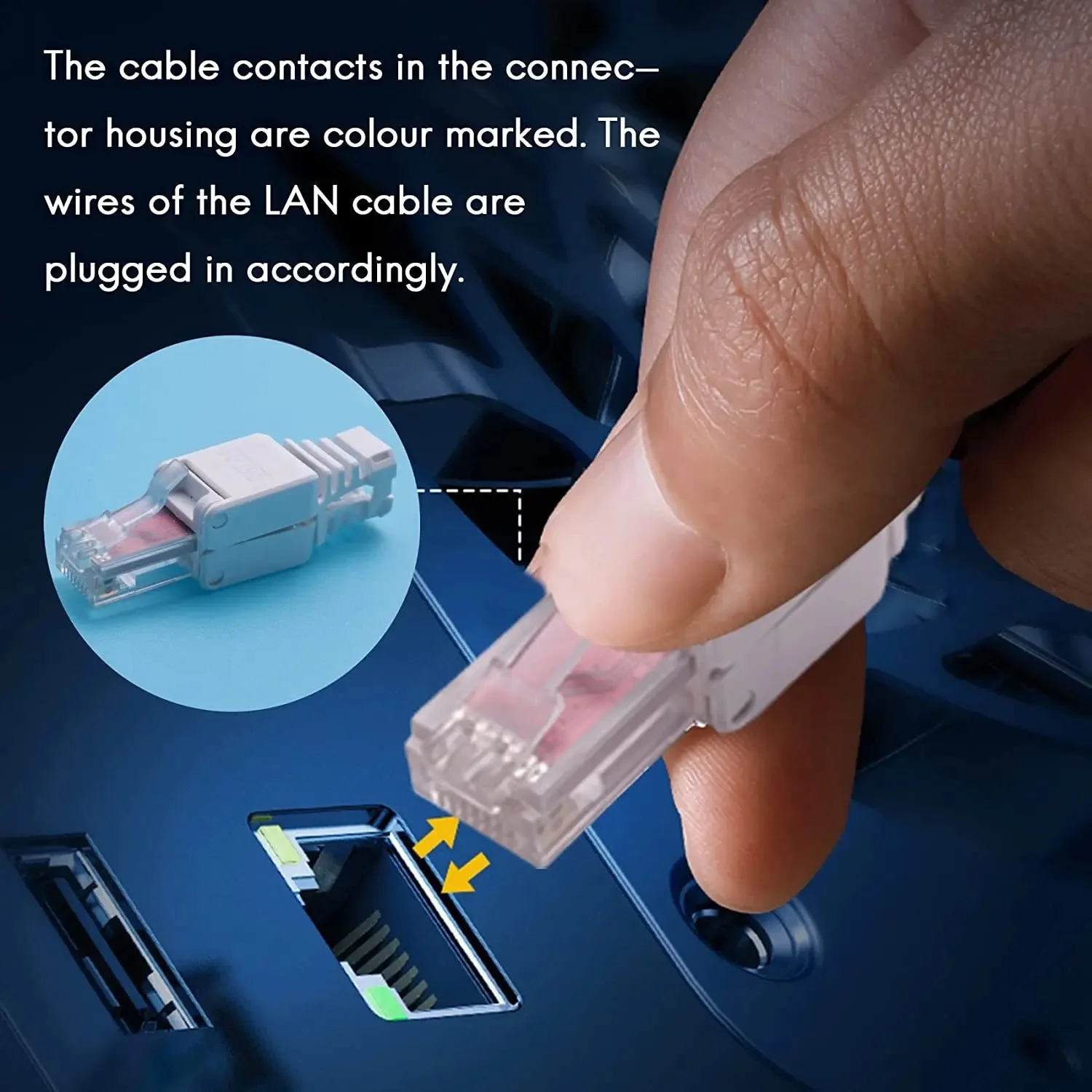 ZoeRax Tool Free RJ45 CAT6 Connector Ethernet Termination Plugs, 23AWG to 26AWG Cable Internet Plug Installation Toolless