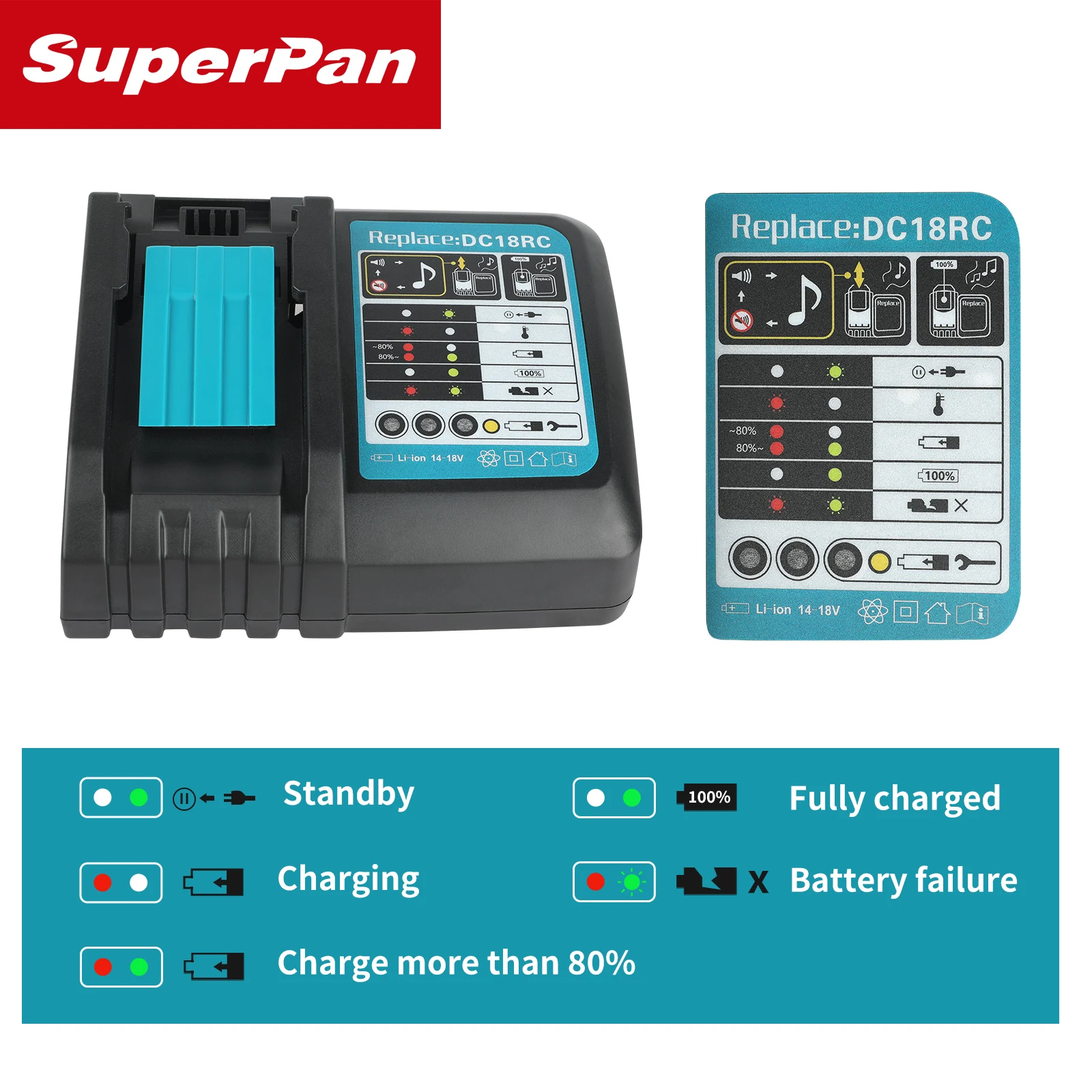 DC18RC 18V Drill Battery Charger  Li-ion Charger  14.4V 18V LXT BL1815 BL1860 BL1430 BL1450 for makita - view 6