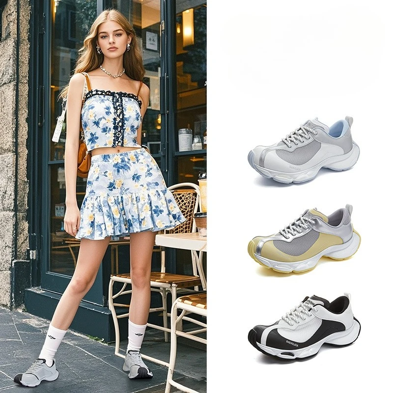

Absorbent Film Bottom Thick Sole Dad Shoes Women's Summer New Mesh Breathable Height Increase Casual Versatile Trend Sneaker