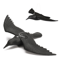 Reallike 3D Plastic Animals Figures Realistic Plastic Crow Ravens Garden Flag Home Bird Figurine Crow Decoys Attracting Crows