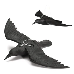 Reallike 3D Plastic Animals Figures Realistic Plastic Crow Ravens Garden Flag Home Bird Figurine Crow Decoys Attracting Crows