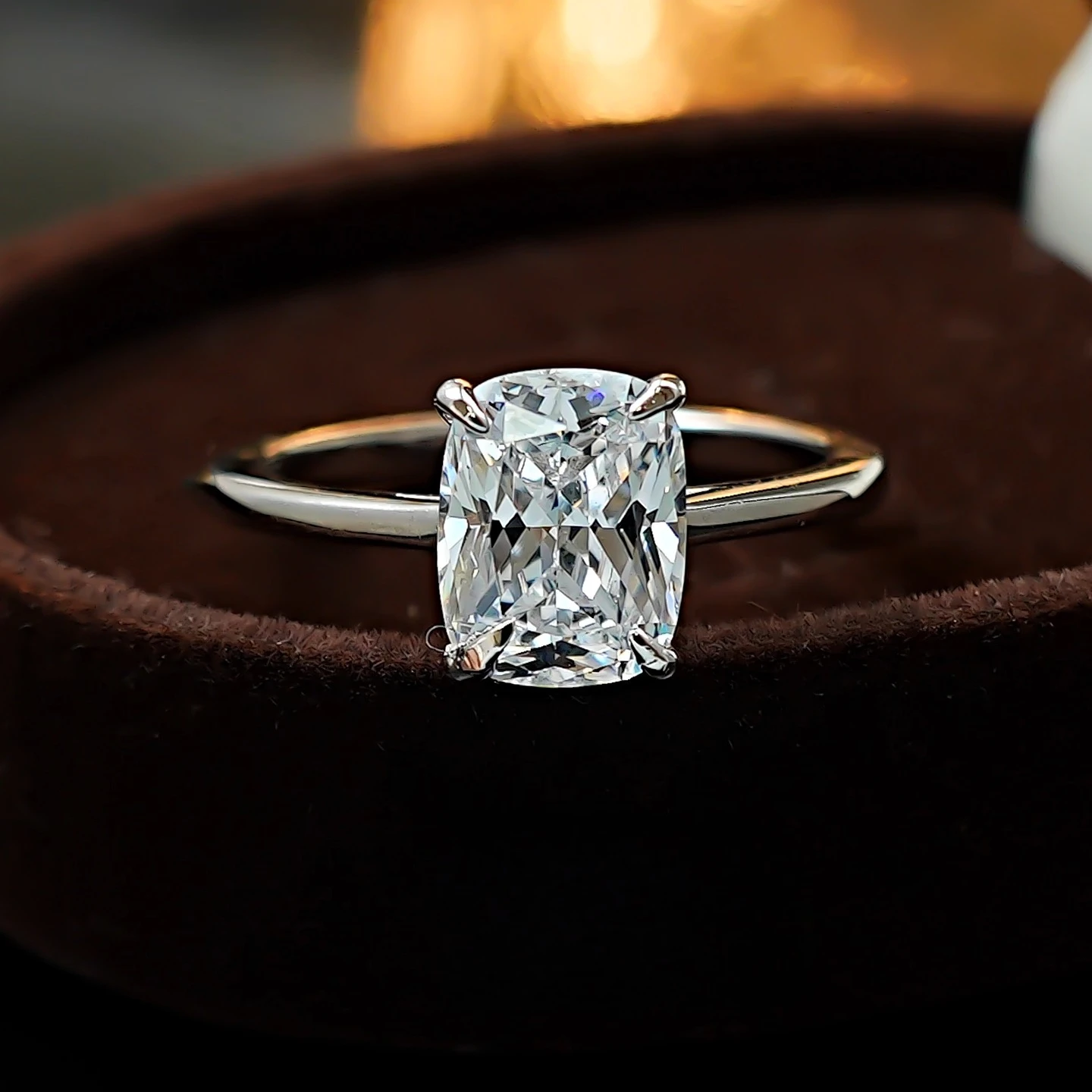 

3-carat Minimalist Style with 925 Silver Rectangular Redion Cut White Diamond Ring, Simple and Versatile for Daily Use
