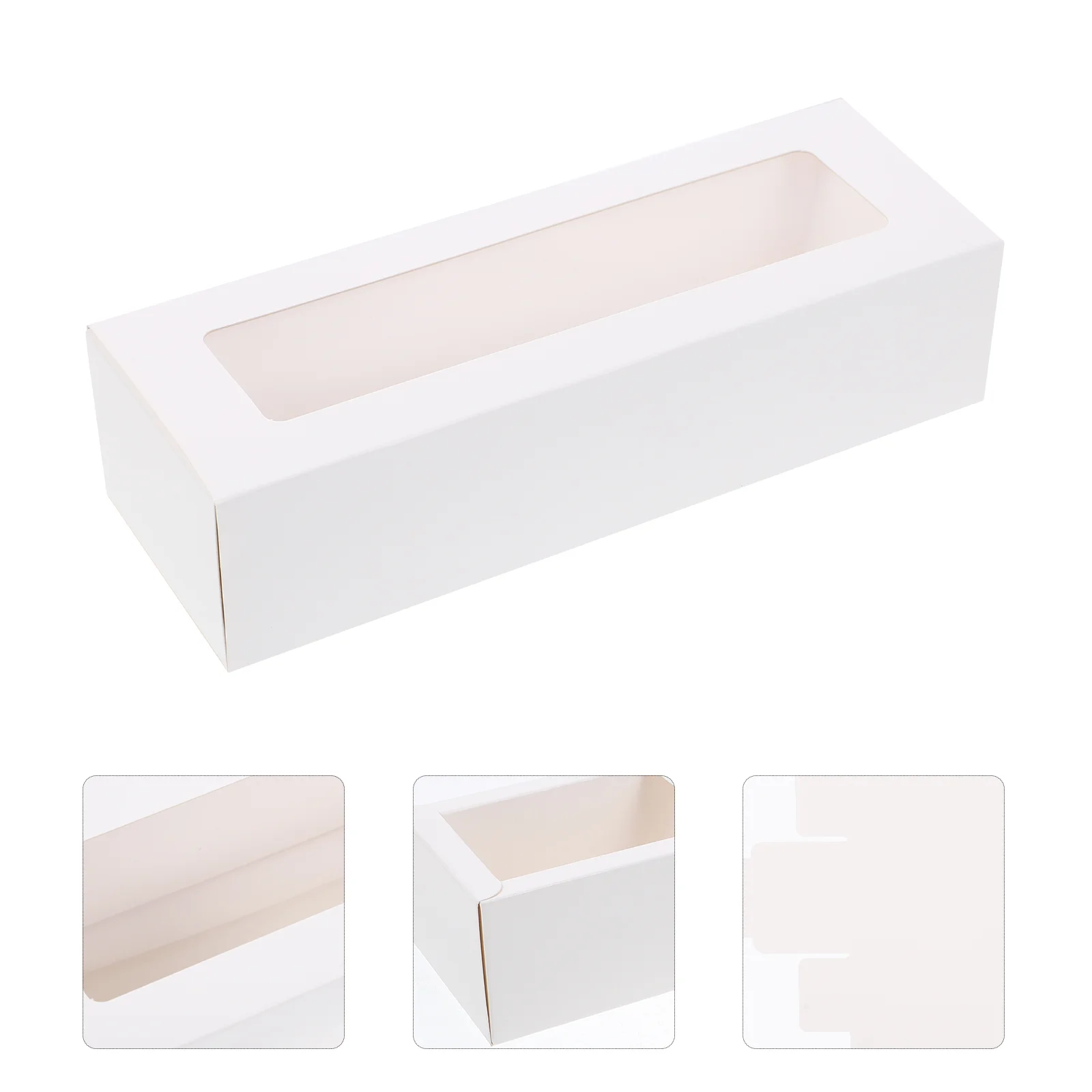 10pcs Macaron PVC Boxes with Clear Window Paper Packaging Box Cookie Containers for Home Dessert Shop (White Paper, Small)