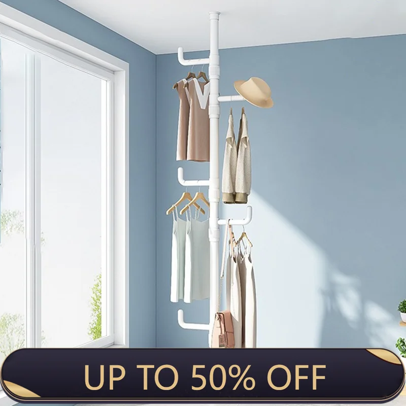 Standing Coat Rack Hooks Height Adjustable Storage Stand Clothes Hanger Without Wheel Carbon Steel Coat Rack Home Furniture