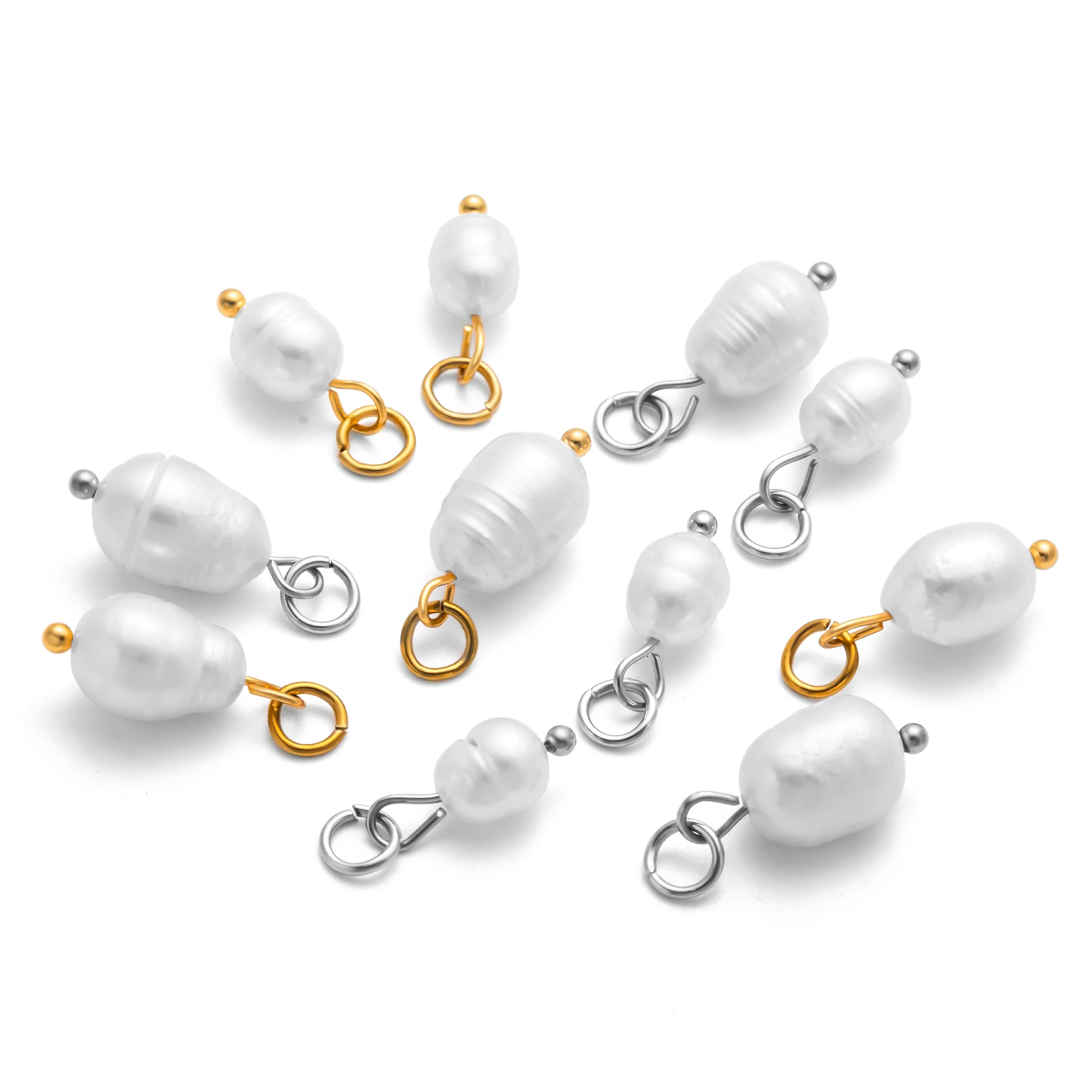 20pcs Natural Pearl Beads Crimp End Beads Charms Pendant For Jewelry Making DIY Bracelet Earrings Findings Accessories Dropship