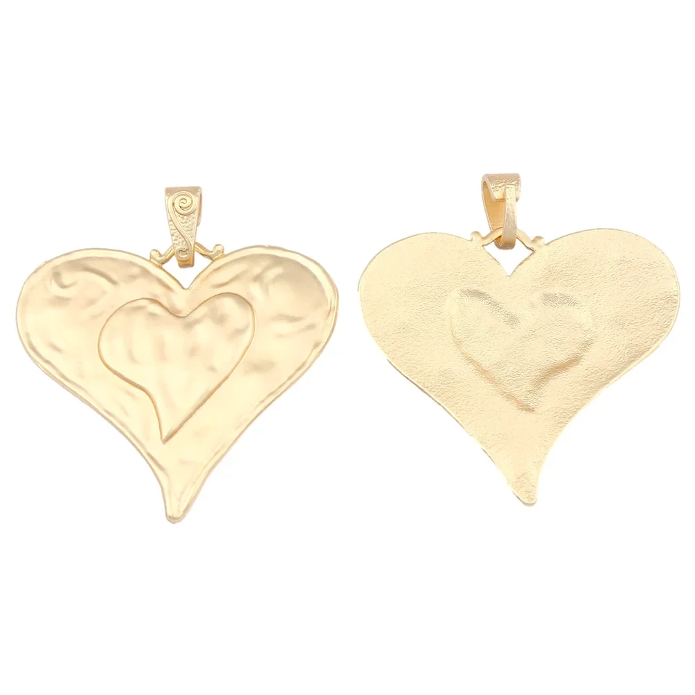 1 x Gold Color Large Bohemian Hollow Love Heart Charm Boho Pendant for DIY Necklace Jewelry Making Findings