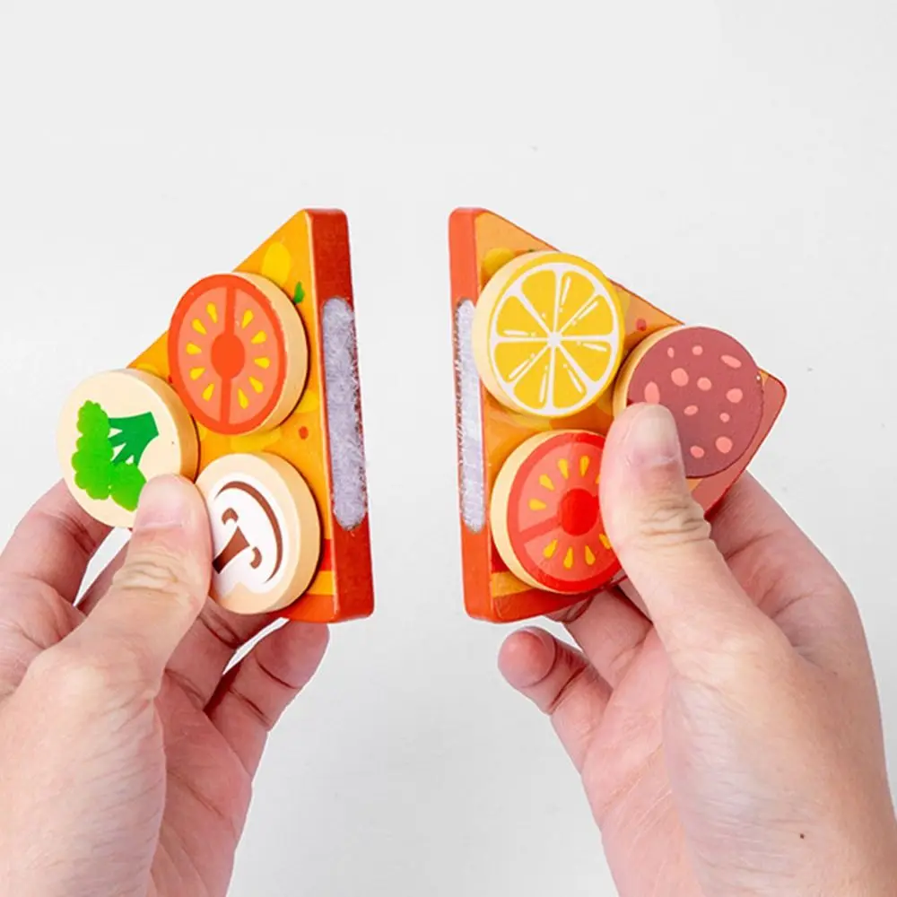 Multicolorido montessori brinquedos de madeira jogando casa simulação pizza forno brinquedos diy dos desenhos animados pizza cedo brinquedos educativos jogo