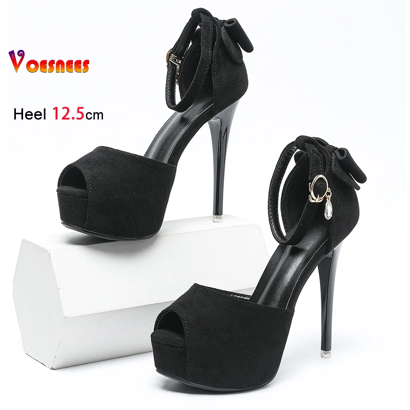 الكلاسيكية خنجر الصنادل للنساء 2025 جديد الجلد المدبوغ المفتوحة تو صنادل أرضية موضة القطب أحذية الرقص الصيف 12.5 سنتيمتر عالية الكعب