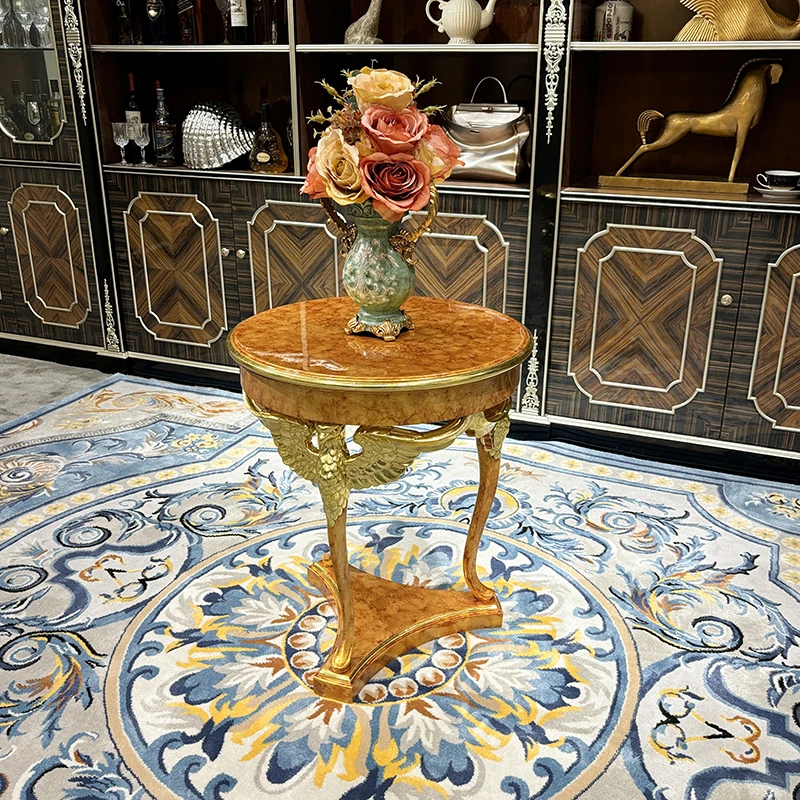 

Living room small round table corner few luxury champagne gold telephone table