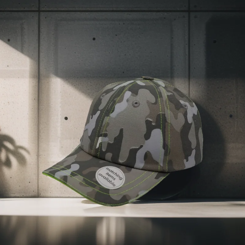 

Custom StructuredCamouflage 3d puff embroidery logo Performance Solid Baseball Hat Adjustable Strap High Quality waterproof