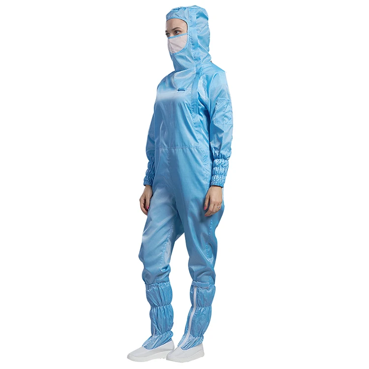 H-1133 Side Access Dustproof Adjustable Cleanroom Coverall Anti-Static High-Temp Resistant for Semiconductor Printing Cosmetics