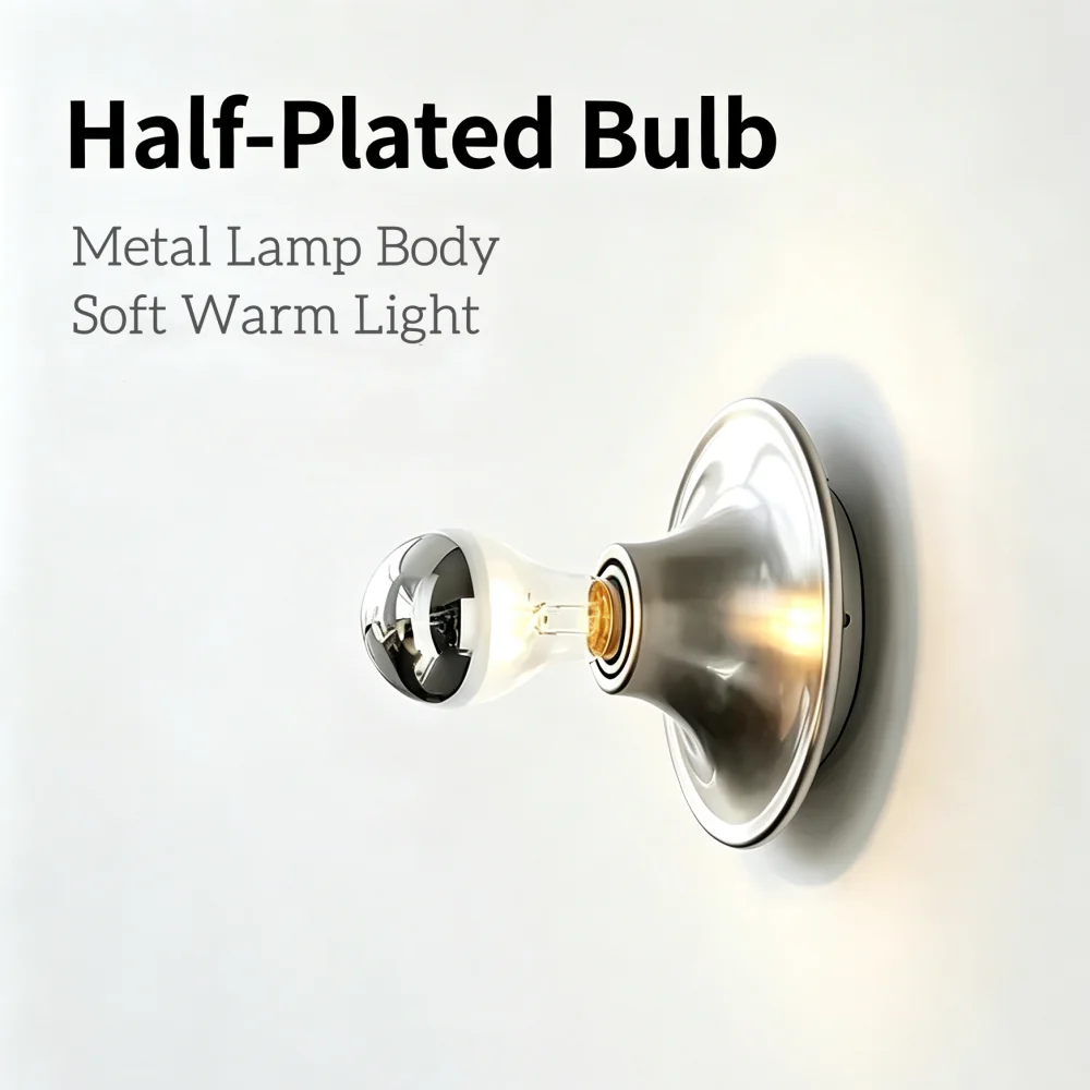 Vintage Iron Wall Lamp Half-plated Bulb Interior Decor Wall Light Living Room Aisle Corridor Bedroom Lamp Bathroom Ceiling Light