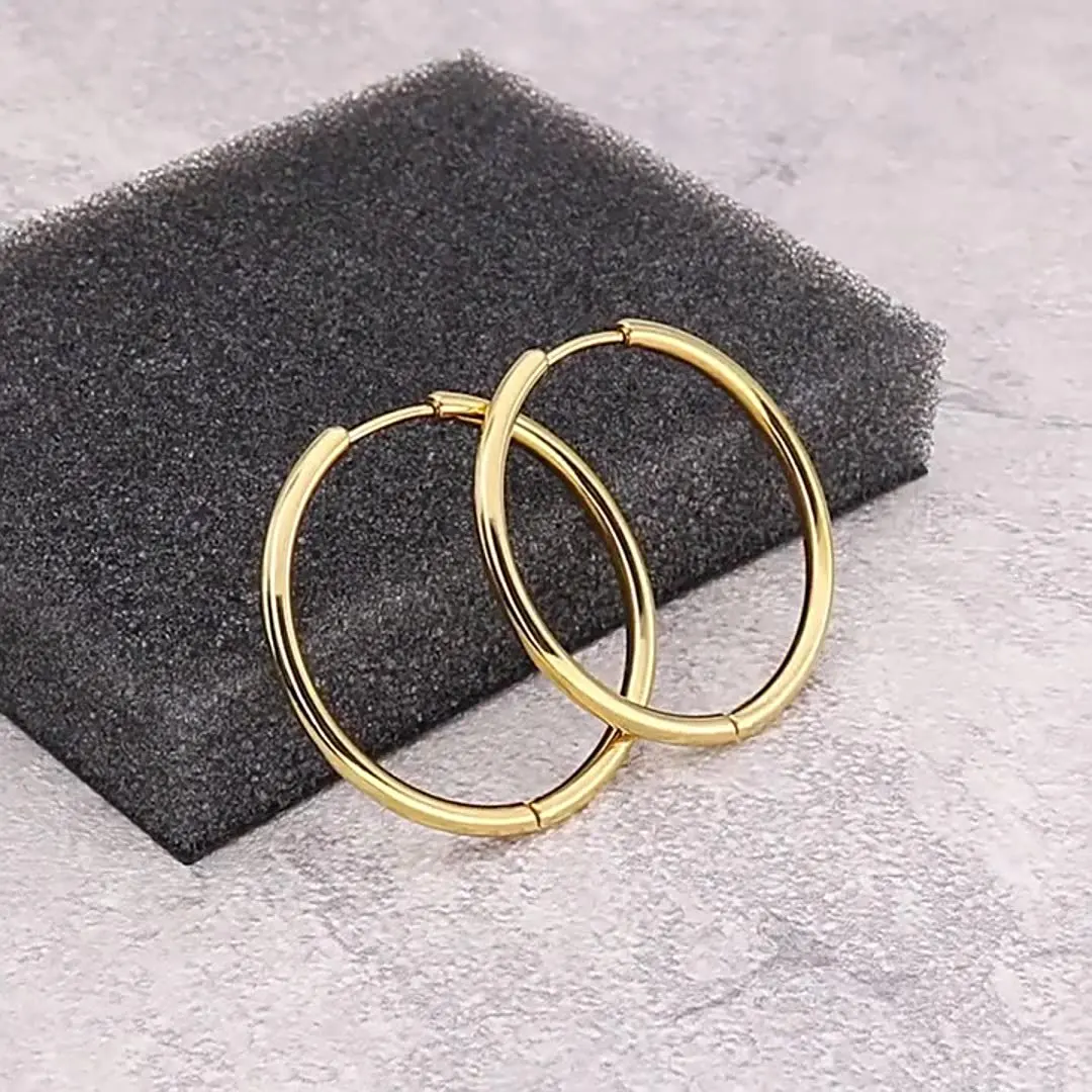 

European and American simple personality fashion imitation gold round smooth ear buckle circle earrings