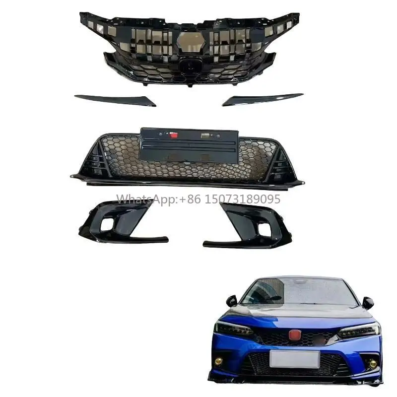 

Автозапчасти для Civic 11th 2021 2022 2023 2024, сменная средняя нижняя решетка без потерь, черная рамка противотуманной фары, комплекты кузова