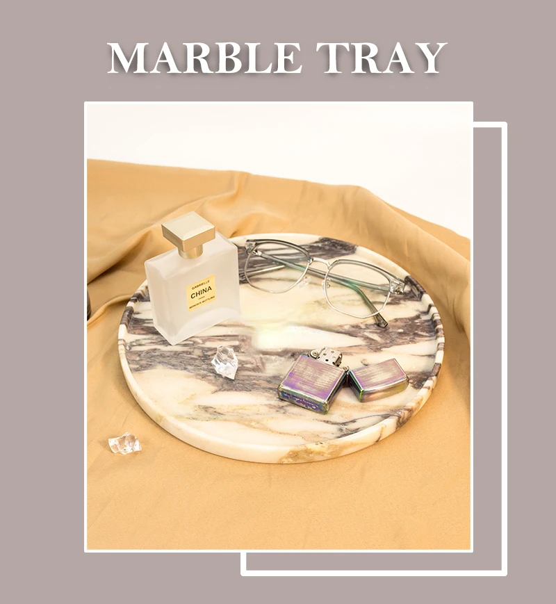 Natural Stone Luxury New Design Marble Tray Large Acolyte Entertaining Round Platter Mable Party Tray