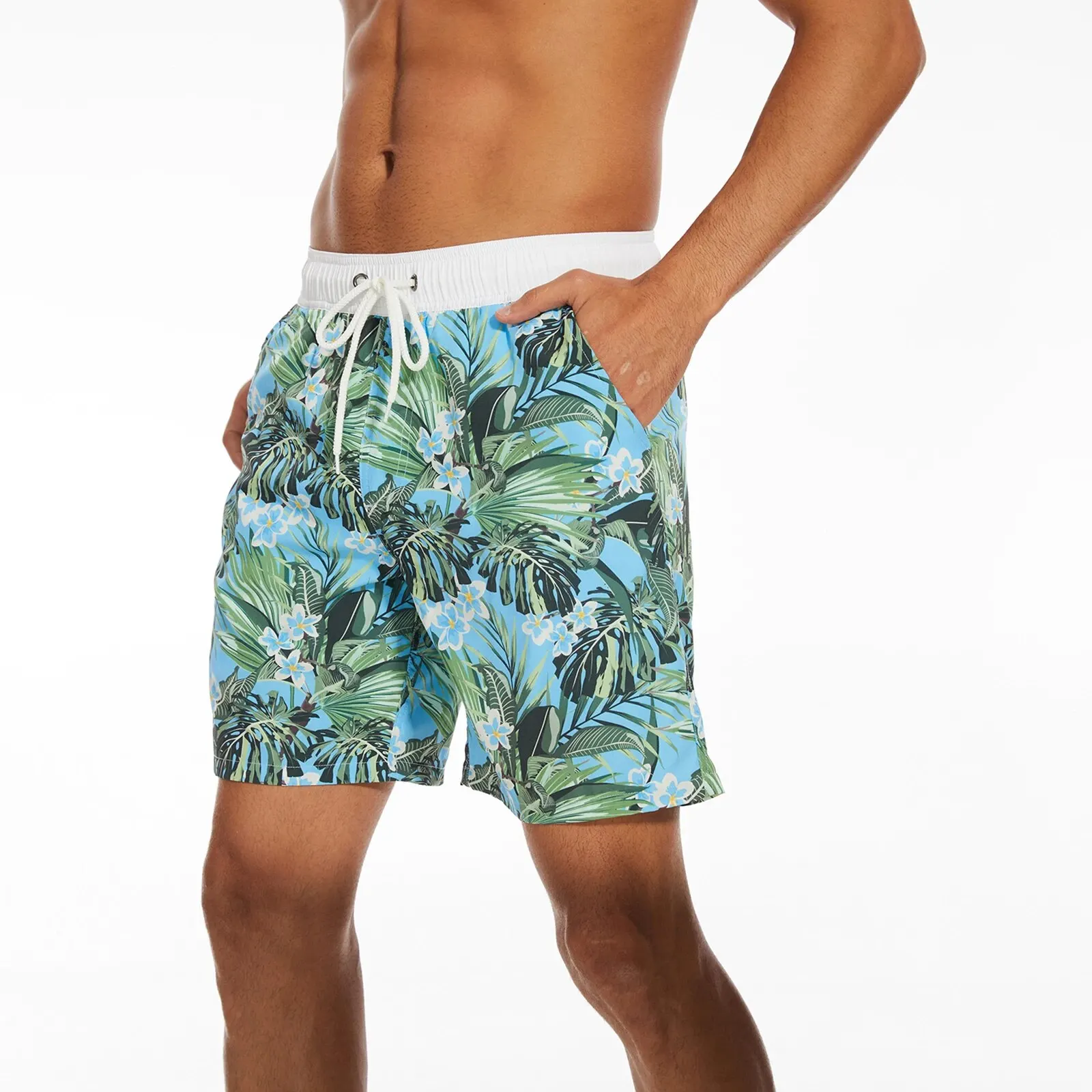 Summer New Men\'s Shorts Fashion Vacation Beach Pants Men\'s Plus size Four-Corner Qmilch Lining