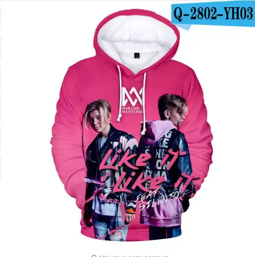 Y2K New Marcus Martinus 3D Graphic Hoodies Women Men Fashion Casual Hooded Sweatshirts Harajuku Streetwear Oversized Pink Hoodie