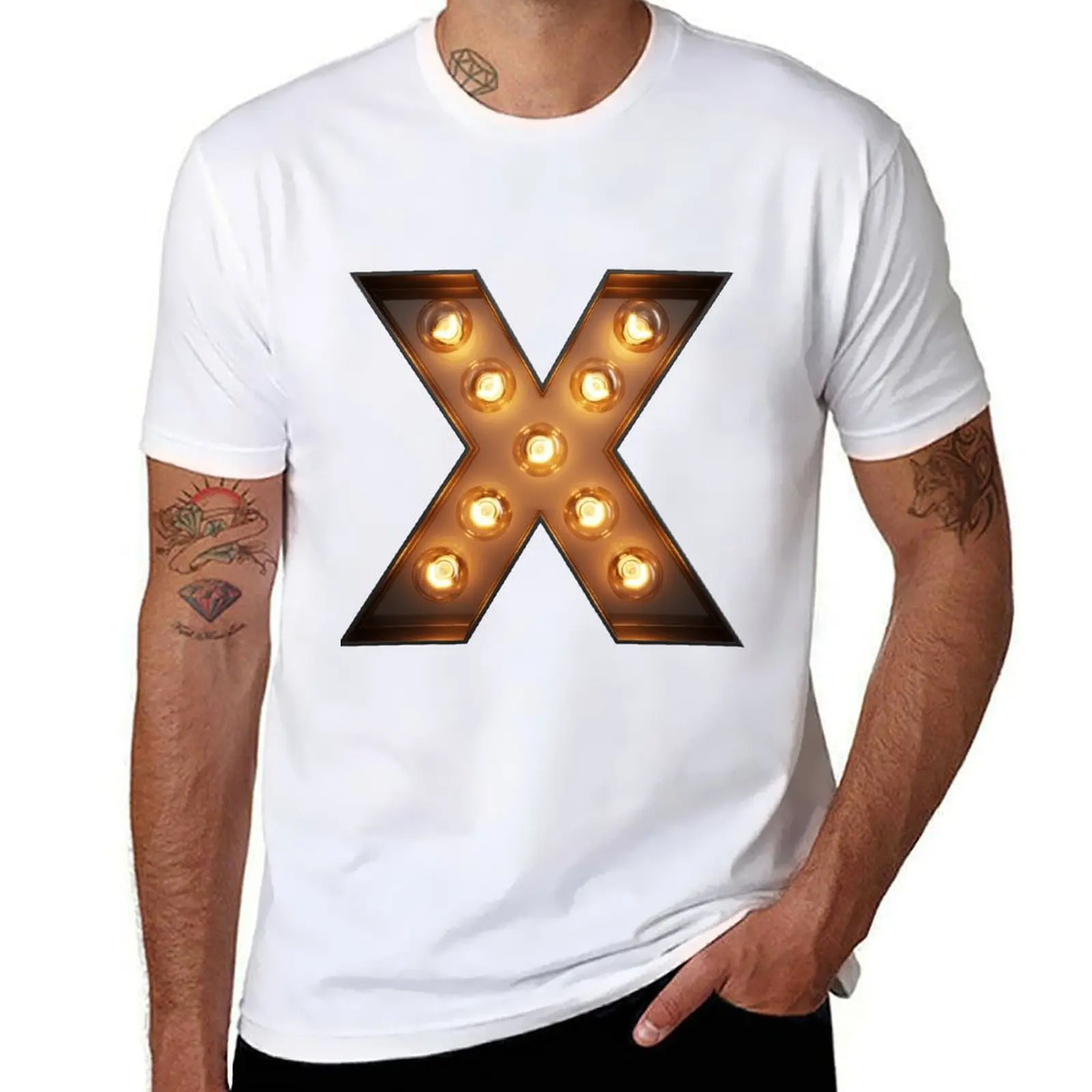 

X Initial Neon Light T-Shirt Quick Dry Sports Short Sleeve Tee