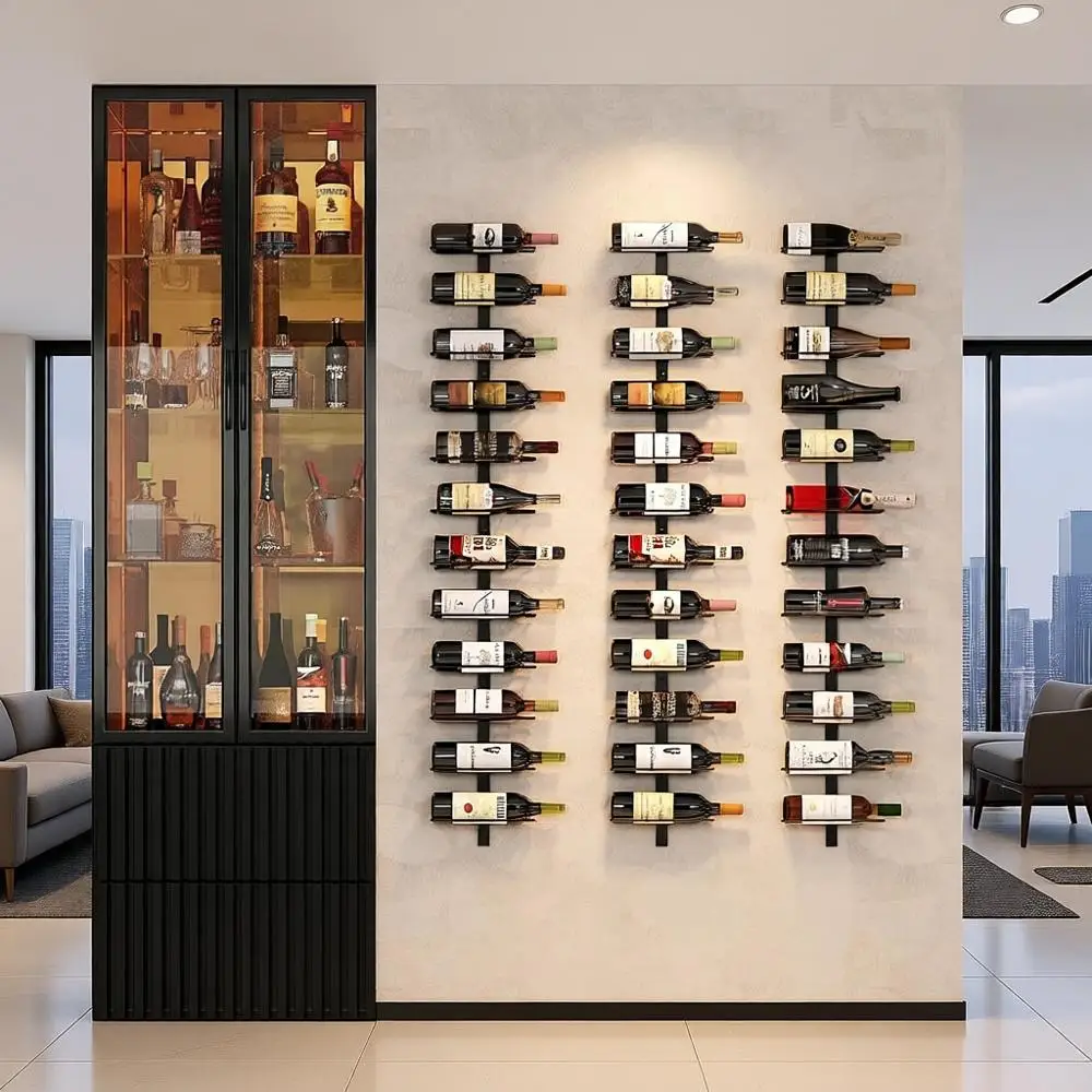 

36-Bottle Wall-Mounted Wine Rack, Hanging Storage for Kitchen, Bar, and Cellar