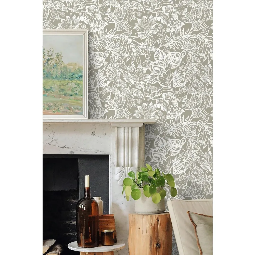 ورق جدران قابل للتقشير واللصق على شكل زهور استوائية حديثة، ورق اتصال ذاتي اللصق قابل للإزالة للاستخدام الداخلي الأنيق