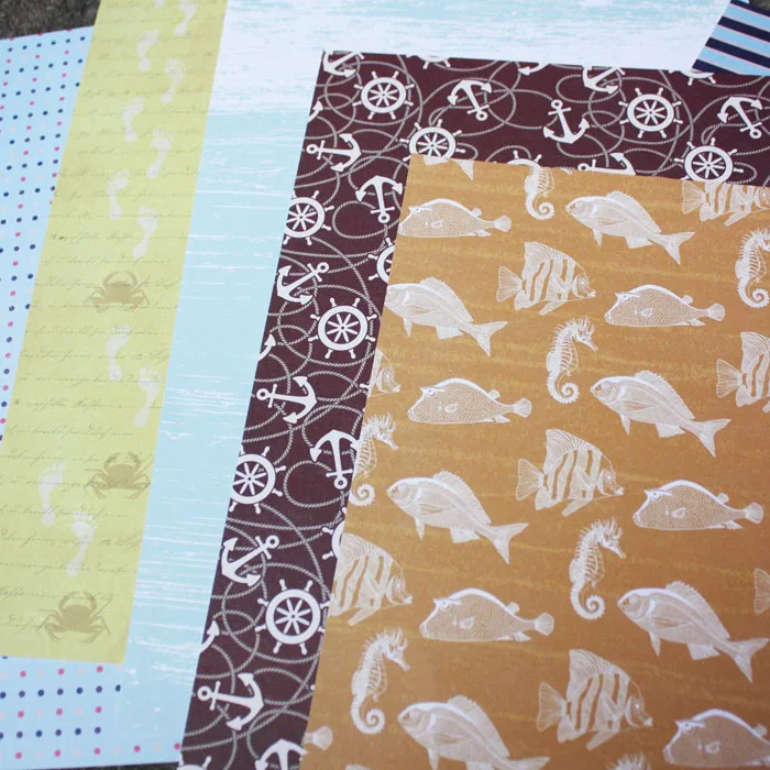 DIY Photo Album Ocean Decorative Scrapbooking Papers Crafts Art Card A4 Single Side Printed 24 Sheets / Set