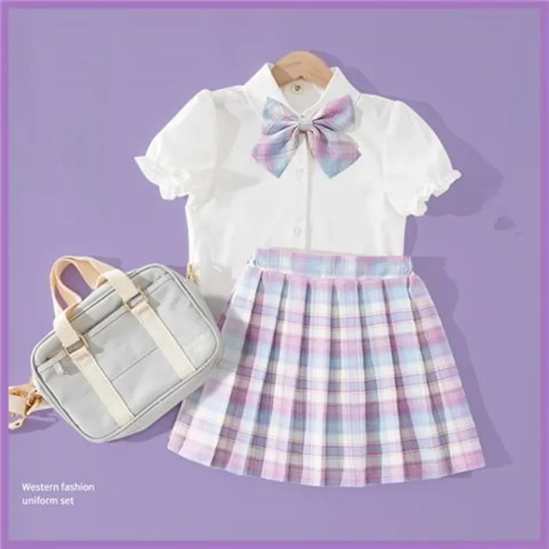 

New Kids Girl Outfit 2Pcs Set 2024 Spring Autumn Teens Girl Cute Fashion shirt+Short Skirt Students BoutiqueTeenage Girls Sets