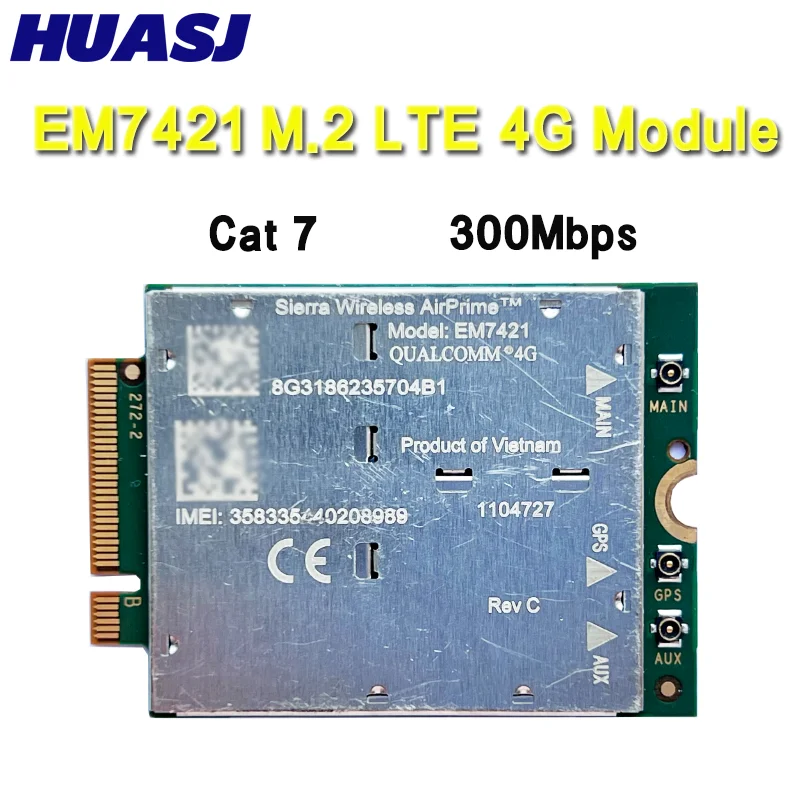 

EM7421 Модуль LTE 4G M.2 Cat7 Скорость 300 Мбит/с для диапазонов LTE в ЭМИ и Азии Тихоокеанском