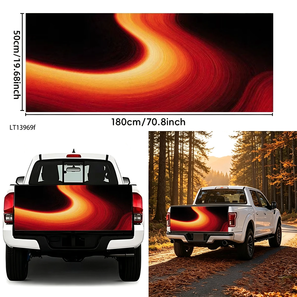Vintage Japanese Wave Maple Art Pickup Tailgate Decal Waterproof Vinyl Universal Truck Offroad Rear Gate Car Exterior Mod Decor