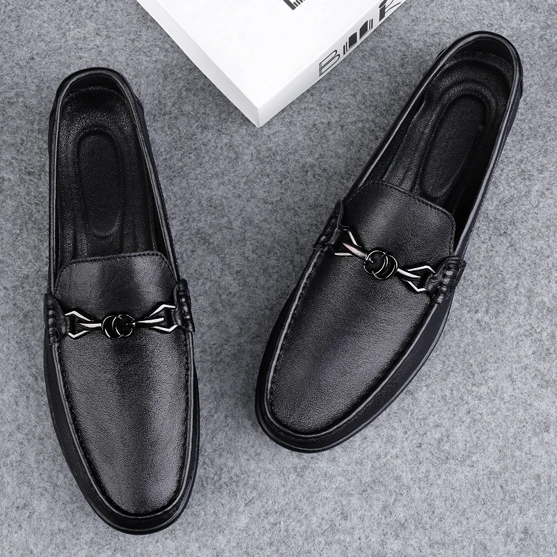 

Новые мужские туфли без шнуровки ручной работы из натуральной кожи, мужские модные лоферы, уличные удобные мужские туфли на плоской подошве, дышащая мужская повседневная обувь