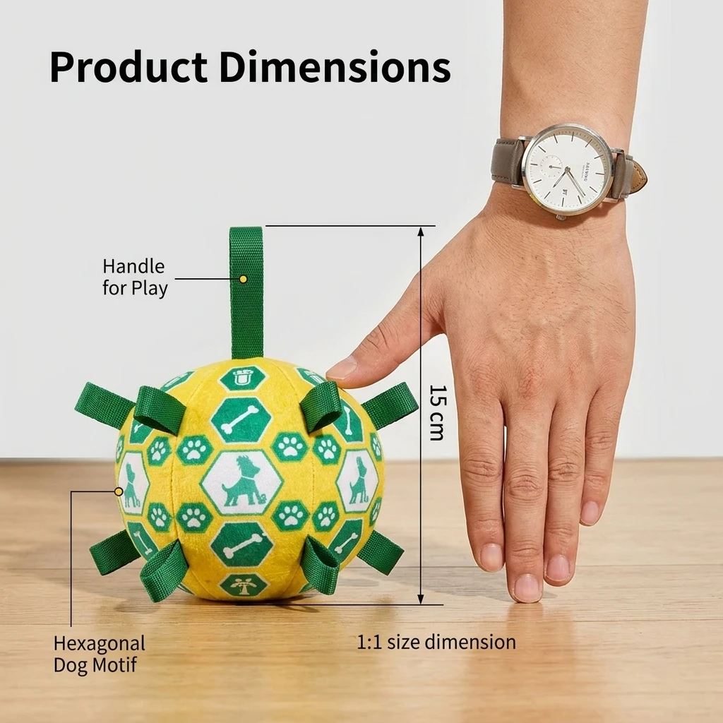 Indestructible Dog Soccer Ball with Grip Ring—Durable Interactive Pet Toy, Chew-Resistant Toy for Cats and Dogs view 6