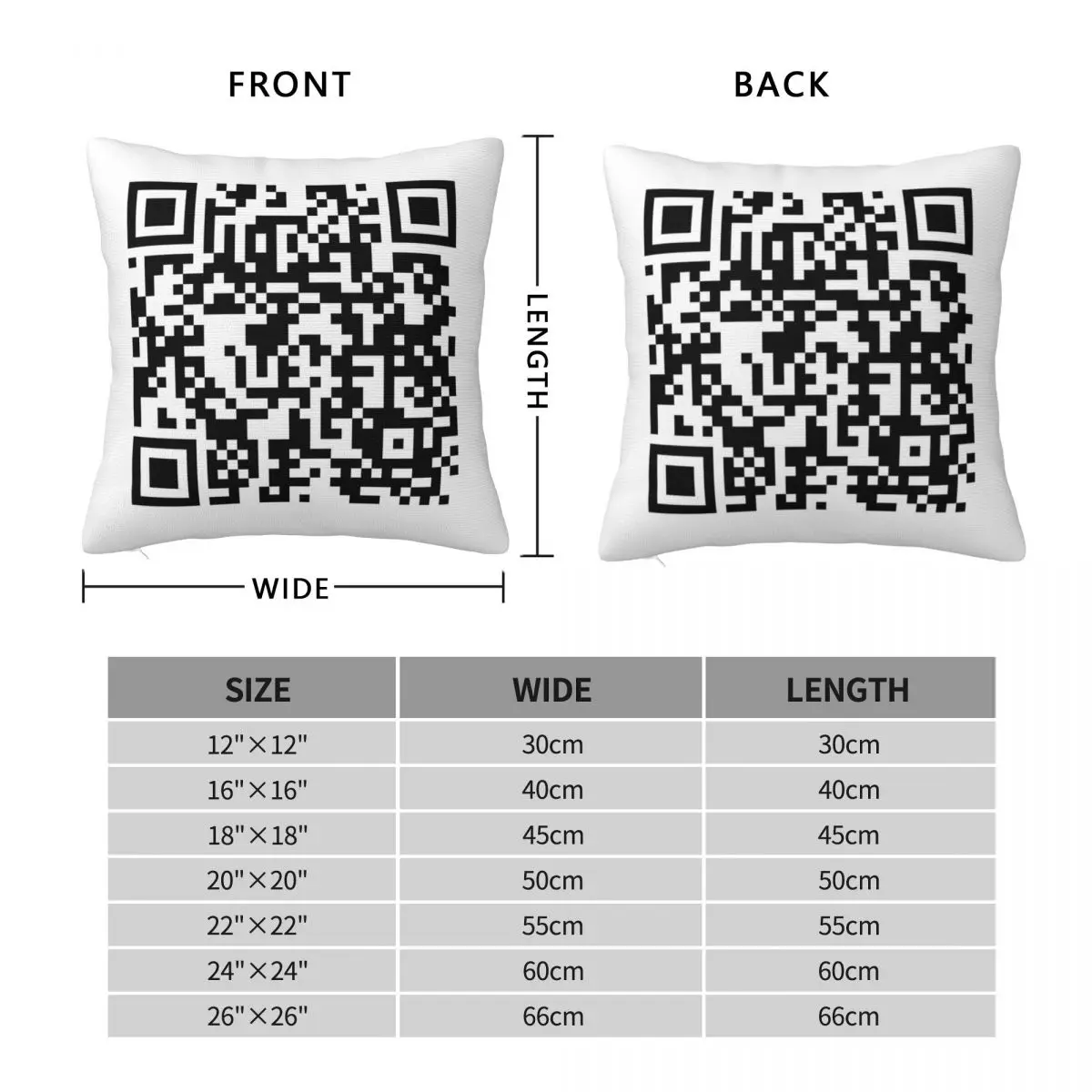 Rick Roll QR Code Large Pillowcase Polyester Linen Velvet Printed Zip Decorative Throw Pillow Case Car Cushion Cover