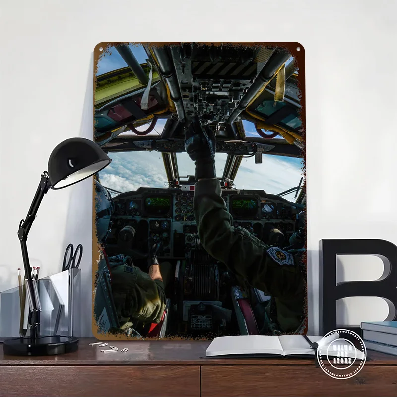 B52 Cockpit Printing Poster Customized Retro Wall Art Vintage Metal Signs for Room Modern Home Decoration Luxury Bar Accessories