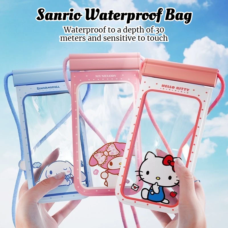 

Cute Sanrio Printed Waterproof Cellphone Dry Bag IPX8 Submersible Touch Friendly Pouch for Pool Surfing Outdoor Water Sports