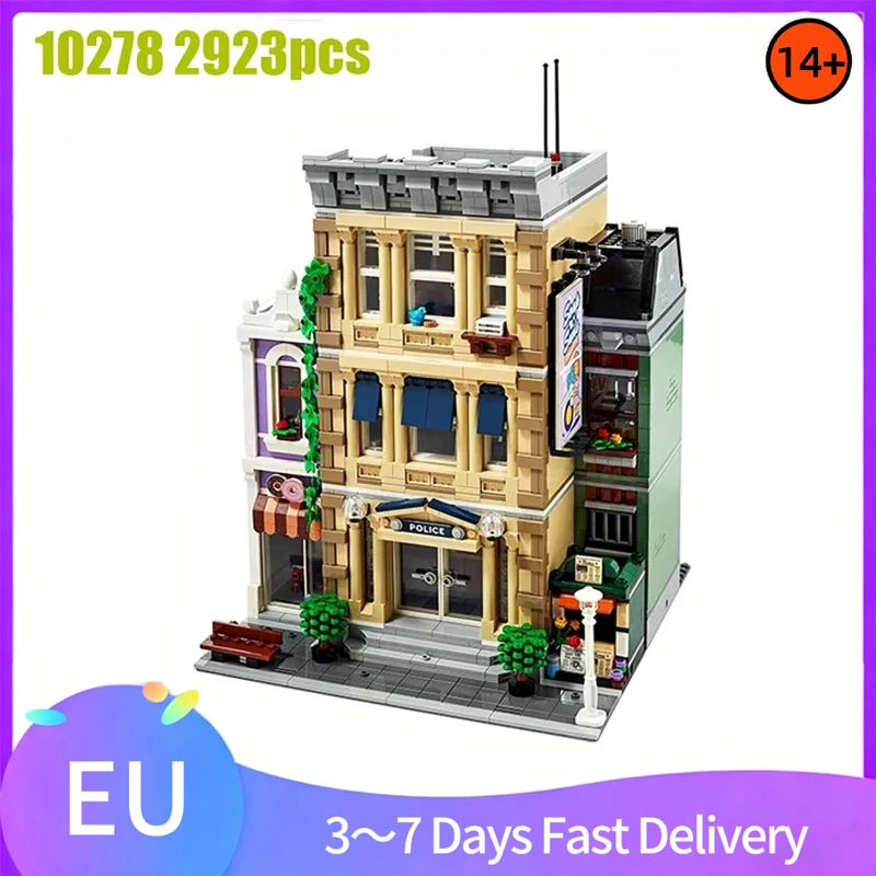 Blocs de Construction de poste de Police, 2923 pièces, maisons, modèle de Construction, briques, décor de salle, cadeau d'anniversaire pour adultes, Compatible 10278