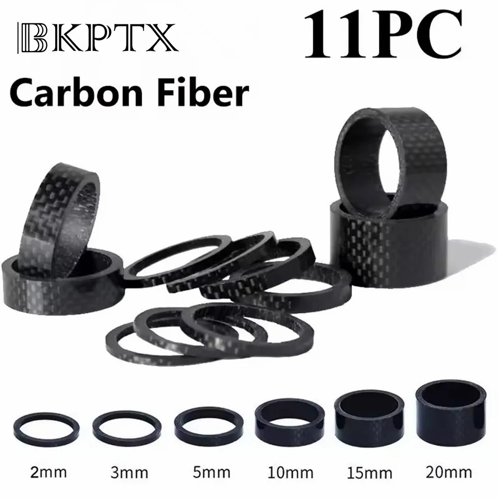 BKPTX 11 sztuk rowerowa podkładka dystansowa z włókna węglowego 2/3/5/10/15/20mm MTB zestaw słuchawkowy podkładka 28.6mm rura widelca Spacer akcesoria do rowerów górskich