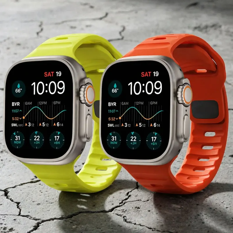 Silikonarmband für Apple Watch Armbänder 40mm 44mm 46mm 45mm 41mm 49mm 42mm Correa Armband iWatch Serie Ultra 3 2 7 8 9 SE 10 11 Band