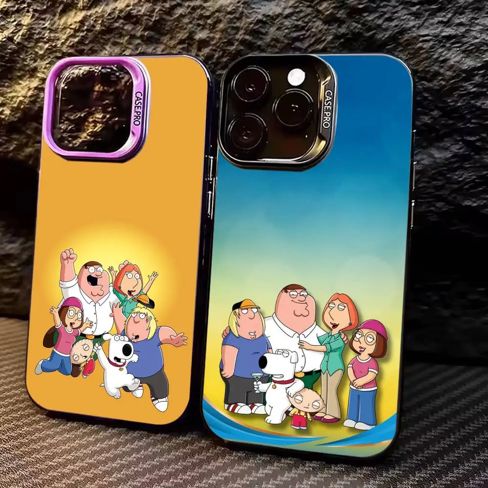 

F-Family Cartoon G-Guy Colorful Silver Back Phone Case For IPhone 17 16 15 14 13 12 11 Plus Pro Max Plus