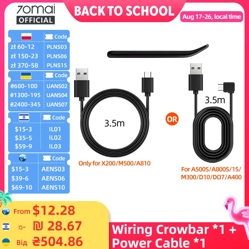70mai Kit Cabos Carregamento USB-C e Micro USB