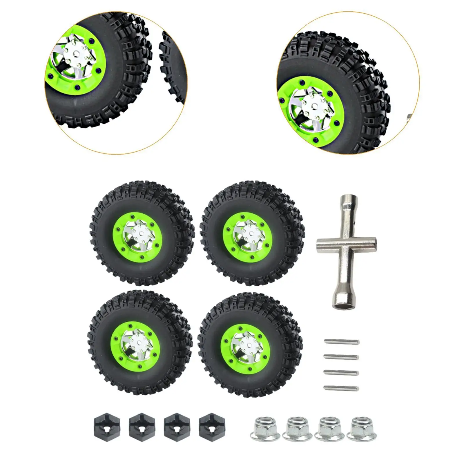 4 Pieces RC Tire Wheels Soft Tire Wheels RC Wheels and Tires Set Tyres Set for 12427 12423 for RC 1: 12 Scale Model Trucks