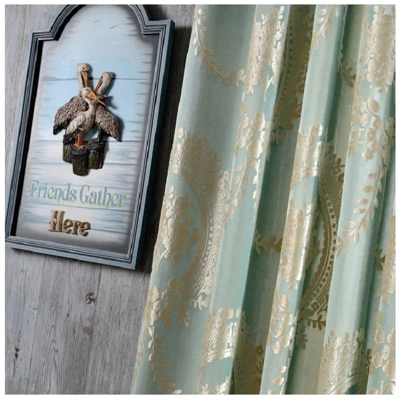 

European Style Fine Woven Jacquard Curtains for Living Room Bedroom Printed Embroidery Embossed High-precision Blackout Curtains