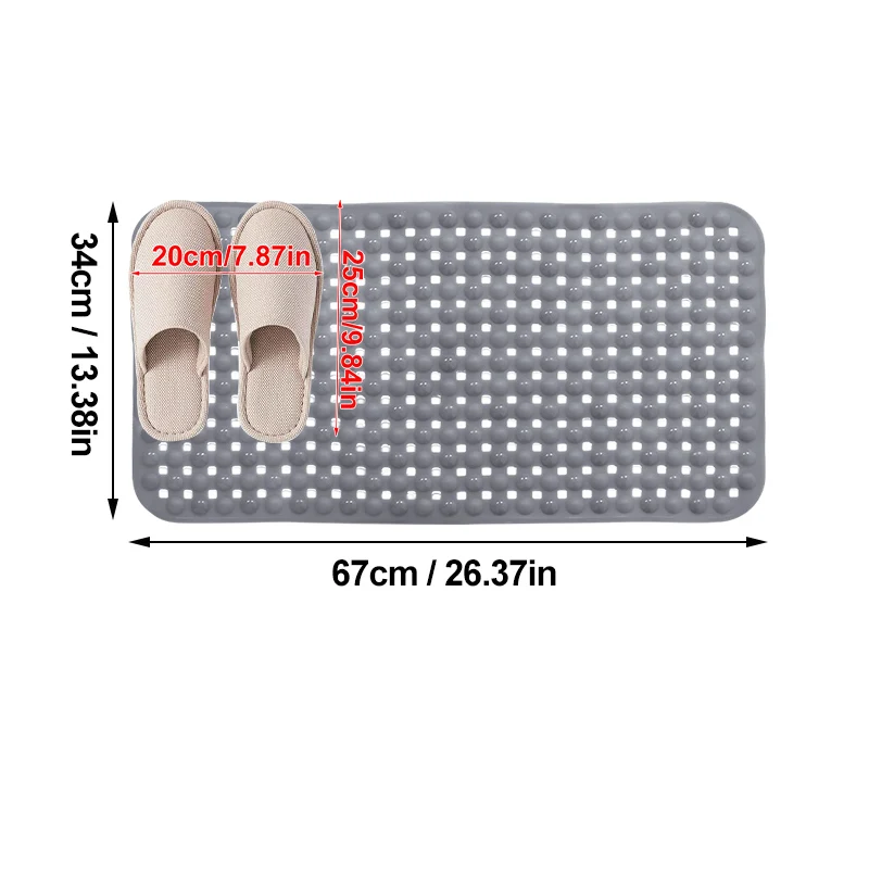 1pc PVC Non-slip Bathroom Mat, Quick Dry Foot Massage Waterproof Shower Mat with Suction Cup, Soft And Comfortable bathtub Mat