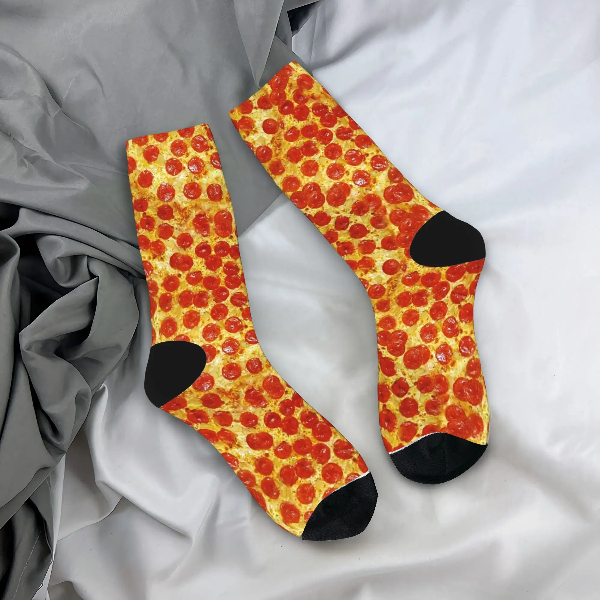 Cheese Pizza Texture Stockings Unisex Men  Socks High Quality Vintage Socks Autumn Running Anti Sweat Graphic Socks Gift