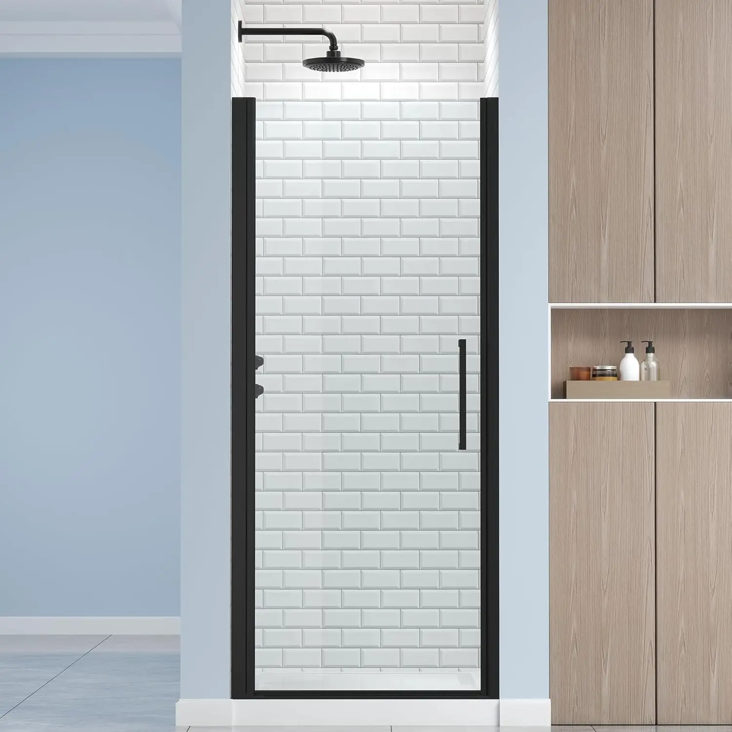 

Frameless Pivot Shower Door 28.8-30" W X 72" H, 1/4" (6mm) Clear SGCC Tempered Glass, Hinged Pivot Swing Shower Door, Reversible