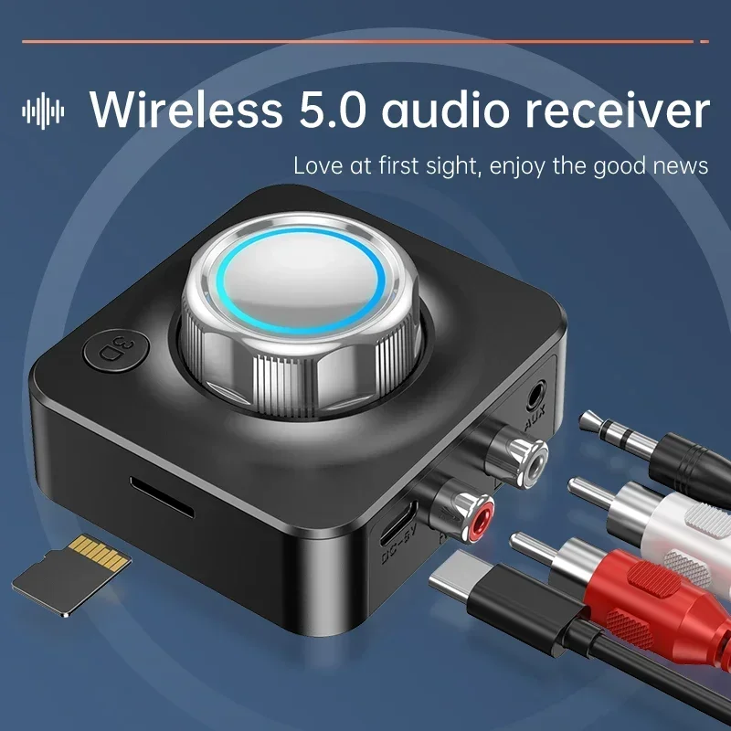 Bluetooth 5.0 Audio Receiver Stereo Music Wireless Adapter TF Card RCA 3.5mm 3.5 AUX Jack for Car Kit Speaker Headphone