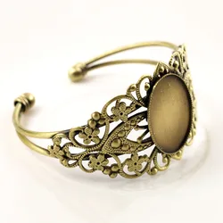 High Quality 18x25mm Bronze Brushed metal Bangle Base Bracelet Blank Findings Tray Bezel Setting Cabochon Cameo (L6-07)
