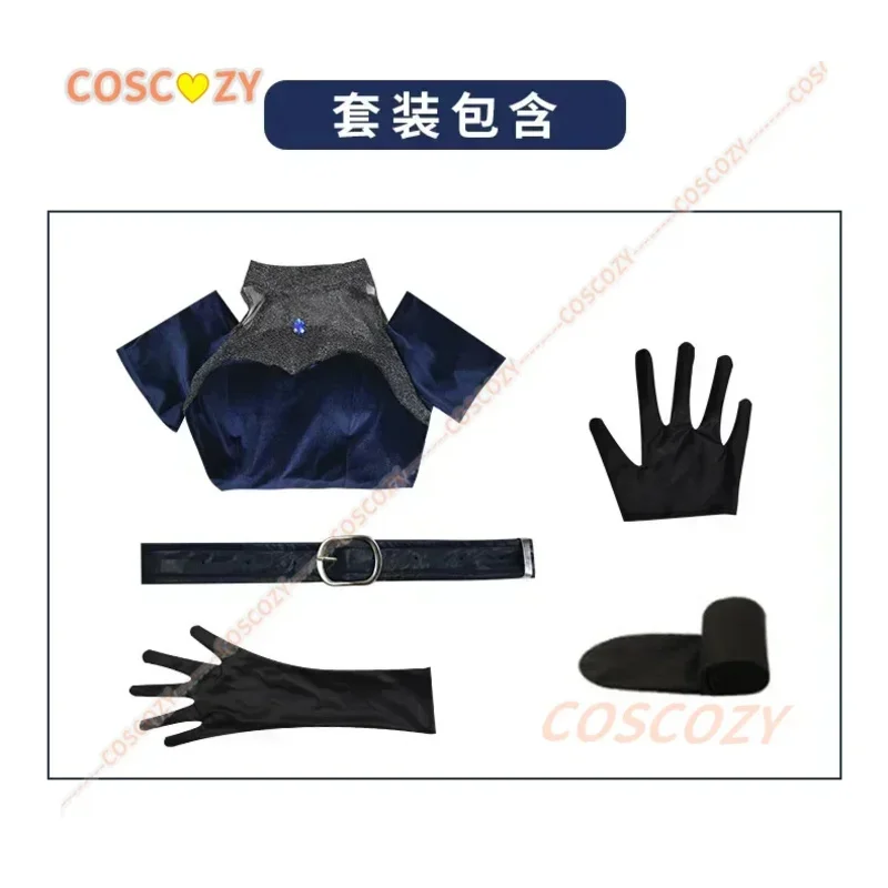 Anime alienígena palco mizi cosplay traje peruca azul escuro vestido rosa azul luvas de cabelo longo meias cinto conjunto uniforme para o natal