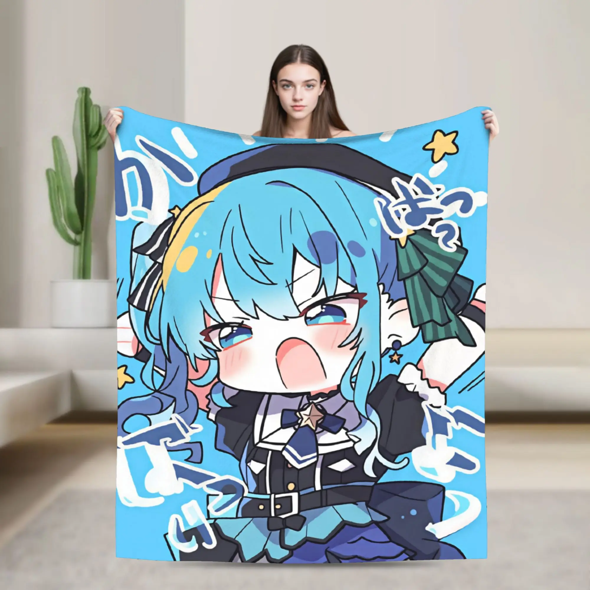 Anime Singer Idol H-Hololive Suise Blanket Warm Soft Fashion Plush Throw Blanket Students Couch Bed Flannel Bedspread Bed Cover