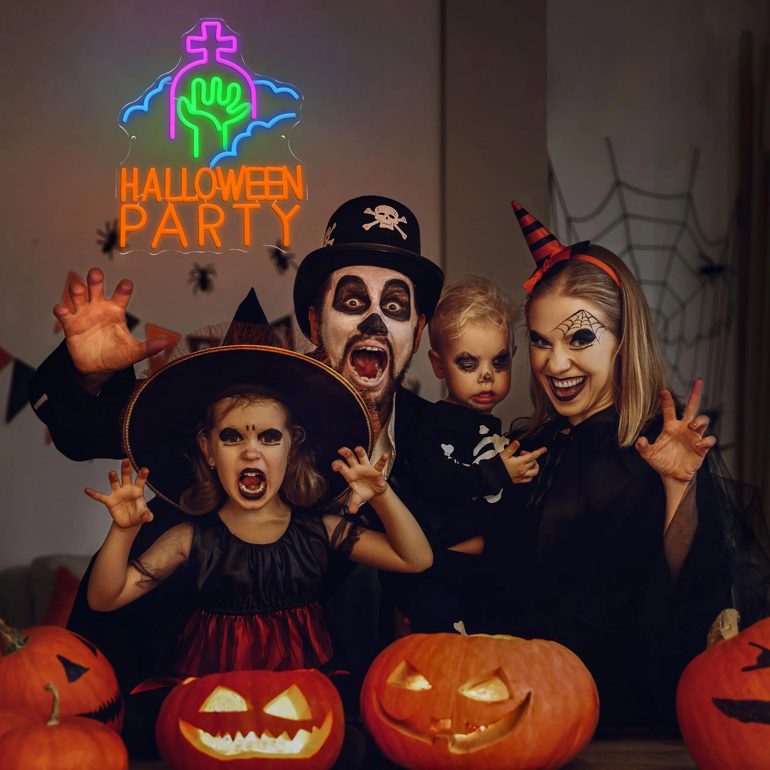 هالوين القوطية علامة مميزة النيون USB بالطاقة تضيء تسجيل جدار ديكور لجميع القديسين حفلة غرفة نوم بار رجل الكهف بيت مخيف