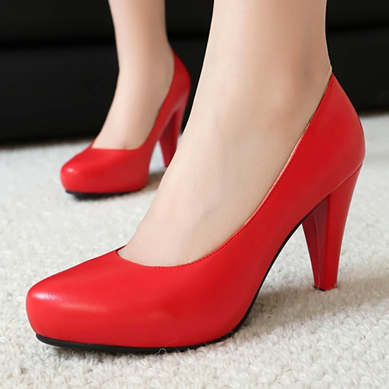 

Элегантные женские туфли-лодочки на высоком каблуке черного, красного и белого цвета, модельные туфли, модные вечерние офисные свадебные туфли на каблуке, удобные женские туфли